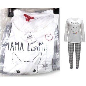 BIN Family PJs Buffalo Check Mama Llama Womens Pajama Set NWT